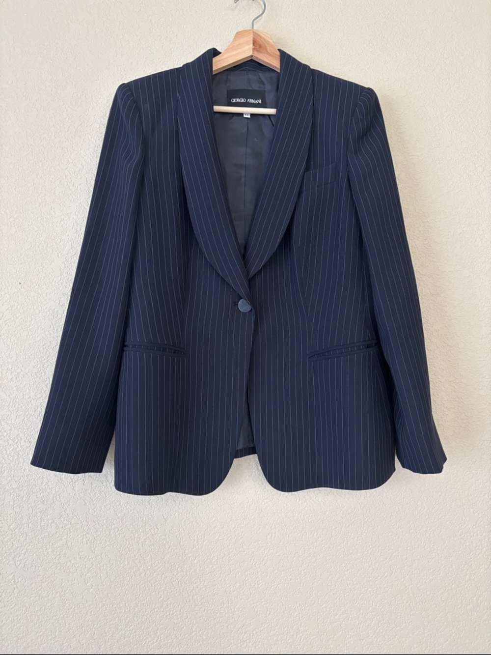 Giorgio Armani Navy Pinstripe Women's Single-Button Blazer and Pants Set